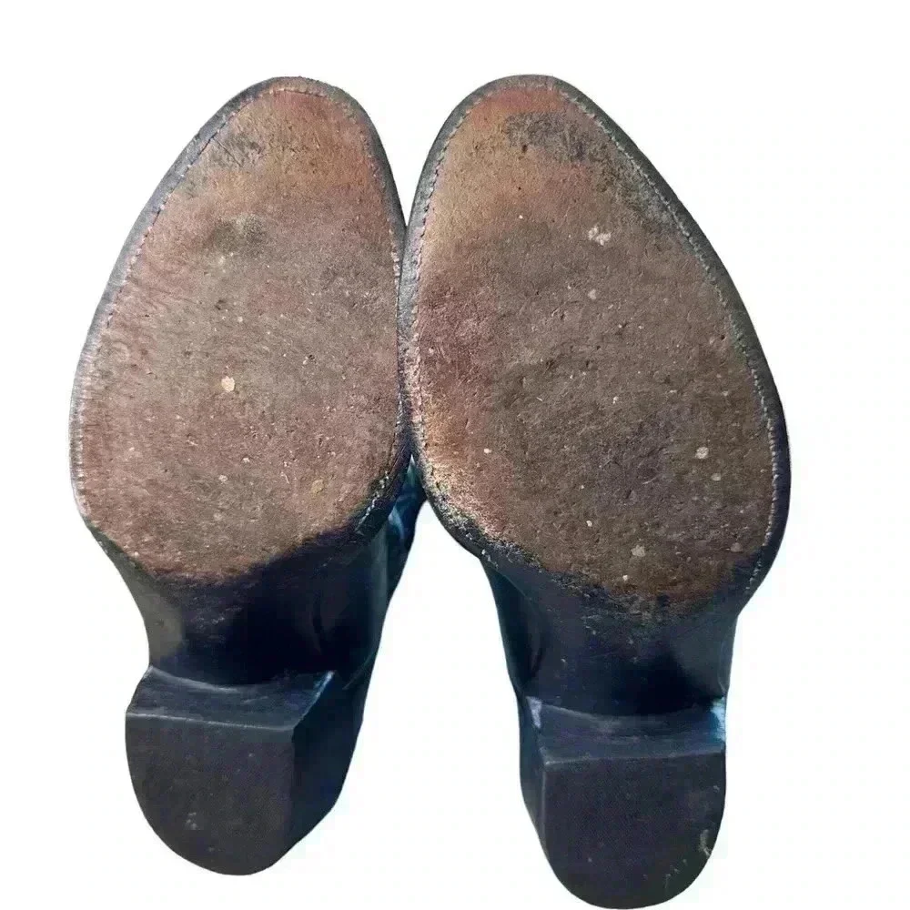 Lucchese Baker Cowhide Black Medium Round Toe 9 2E